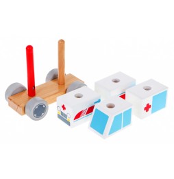 Wooden Ambulance Car for Kids 2+