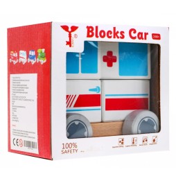 Wooden Ambulance Car for Kids 2+