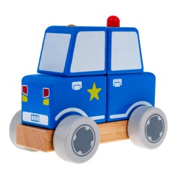 Wooden Police Car Toy for Kids Aged 2+