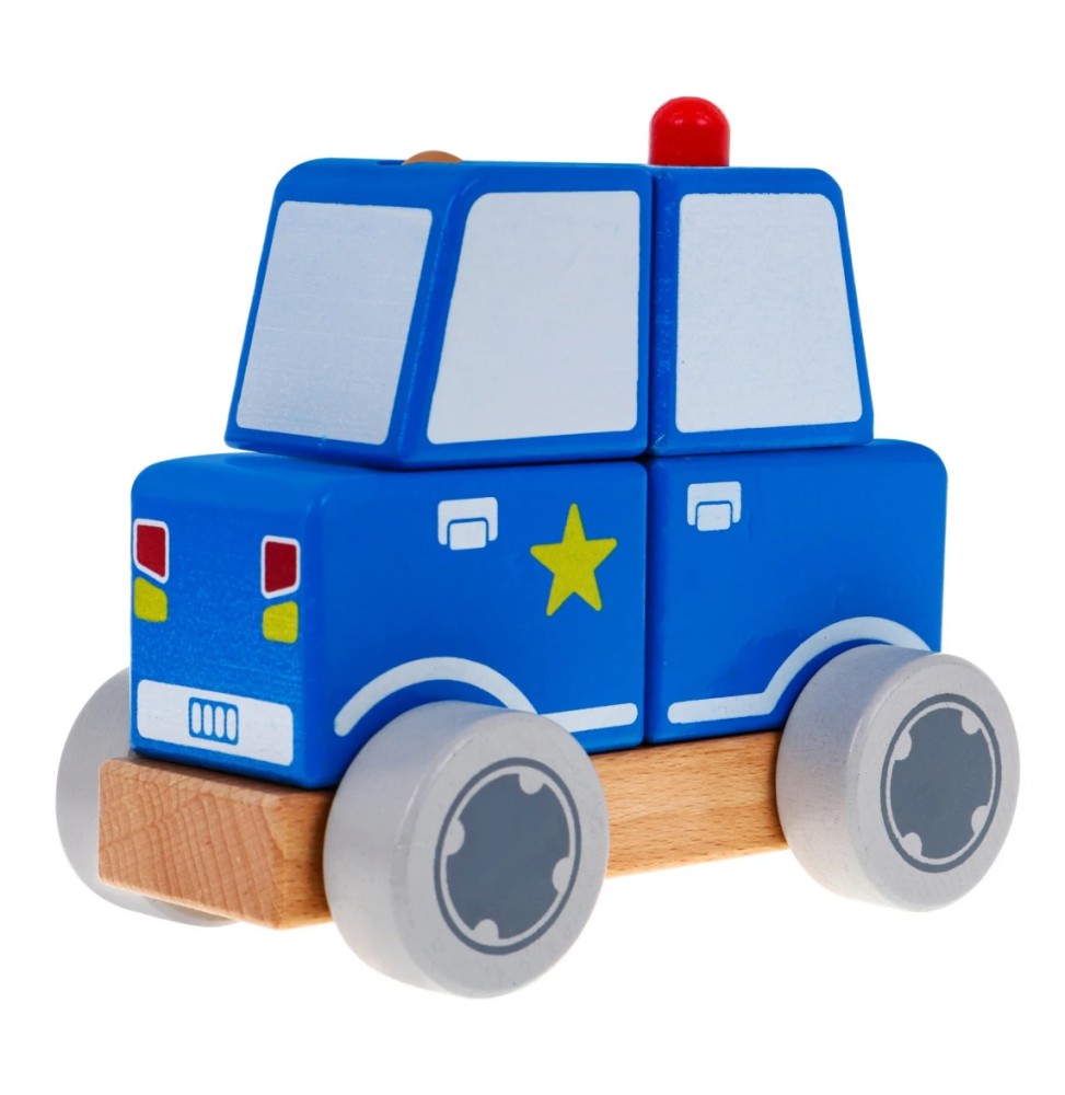 Wooden Police Car Toy for Kids Aged 2+