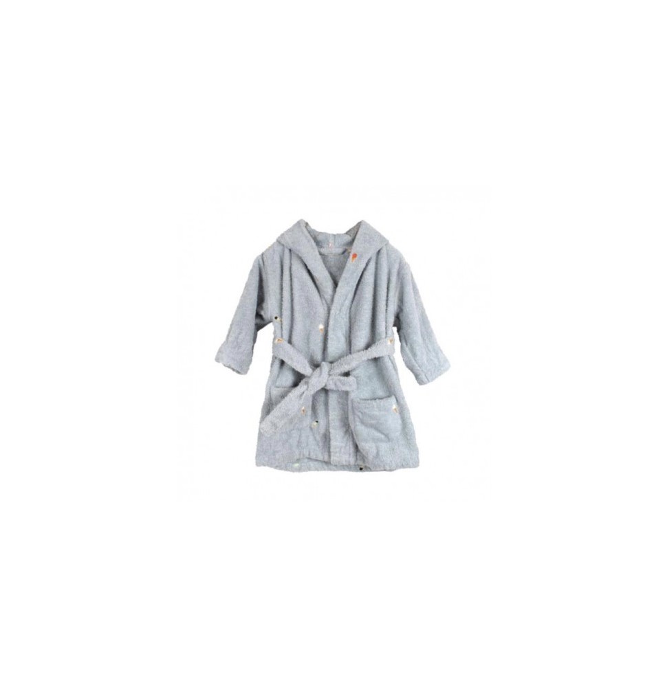 Filibabba kids embroidered bathrobe 1-2 years pearl blue