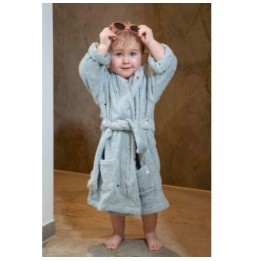 Filibabba kids embroidered bathrobe 1-2 years pearl blue