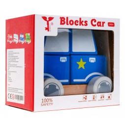 Wooden Police Car Toy for Kids Aged 2+