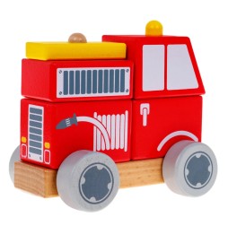 Wooden Fire Truck Toy for Kids Aged 2 and Up