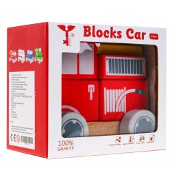 Wooden Fire Truck Toy for Kids Aged 2 and Up