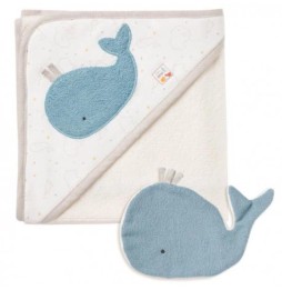 Hooded Towel and Washcloth, Whale