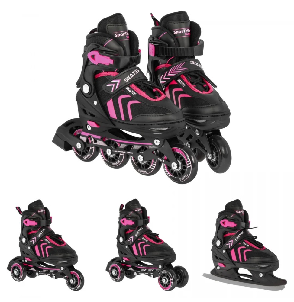 4-in-1 Kids Roller and Ice Skates Size 34-38 Pink