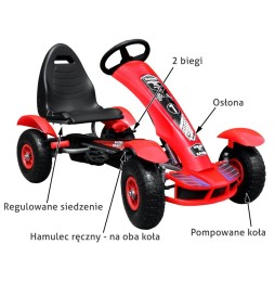 Gokart cu pedale Racing XL pentru copii - roți umflate