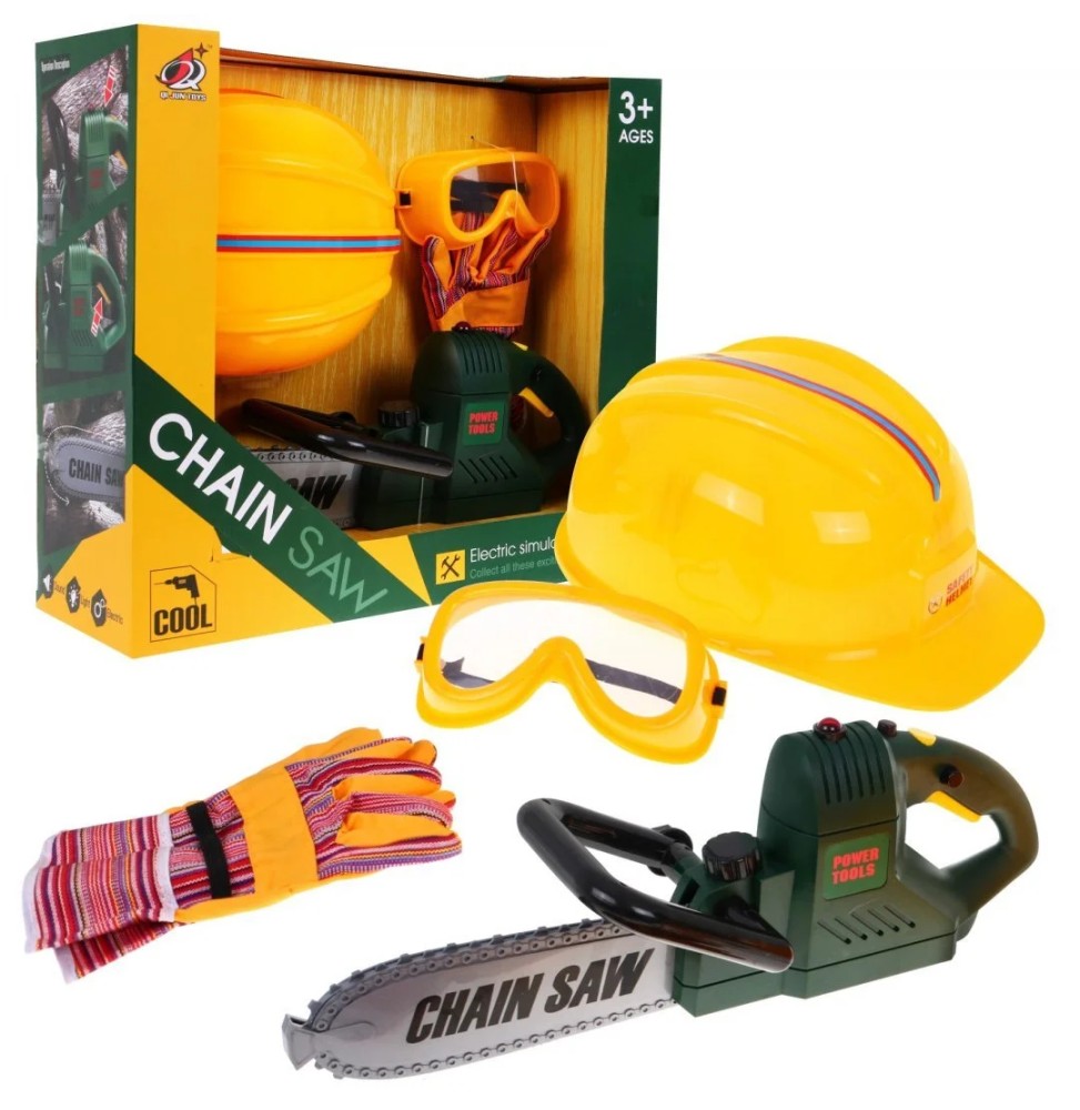 Large Builder Set for Kids with Chainsaw and Accessories