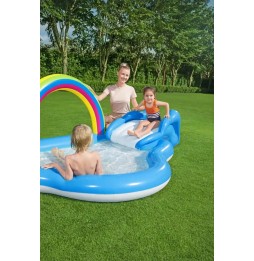 Sunny Rainbow Inflatable Playground with Slide