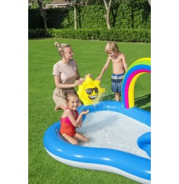 Sunny Rainbow Inflatable Playground with Slide