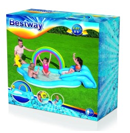 Sunny Rainbow Inflatable Playground with Slide