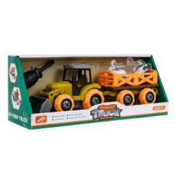 Tractor asamblat cu remorcă și accesorii pentru copii 3+