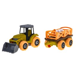 Tractor asamblat cu remorcă și accesorii pentru copii 3+