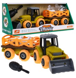 Tractor asamblat cu remorcă și accesorii pentru copii 3+