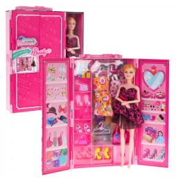 Doll with Wardrobe for Kids 3+ with Accessories