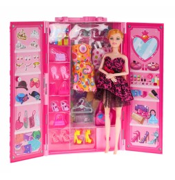 Doll with Wardrobe for Kids 3+ with Accessories