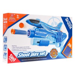 Blue 5-in-1 Airplane Launcher Gun for Kids