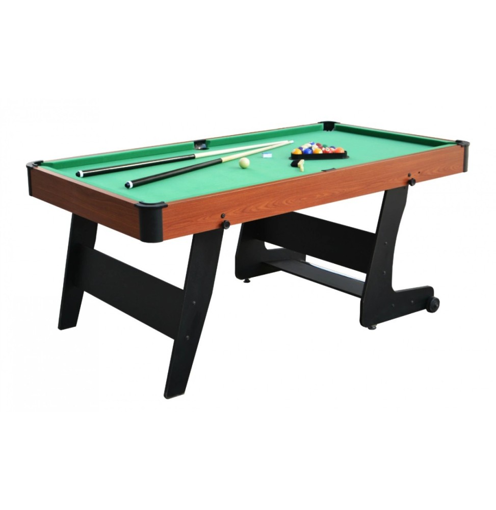 6 ft Pool Table with Green Cloth and Accessories