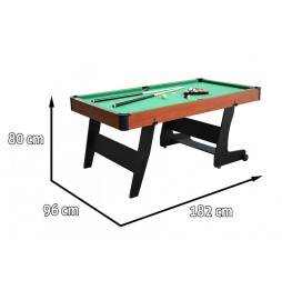 6 ft Pool Table with Green Cloth and Accessories