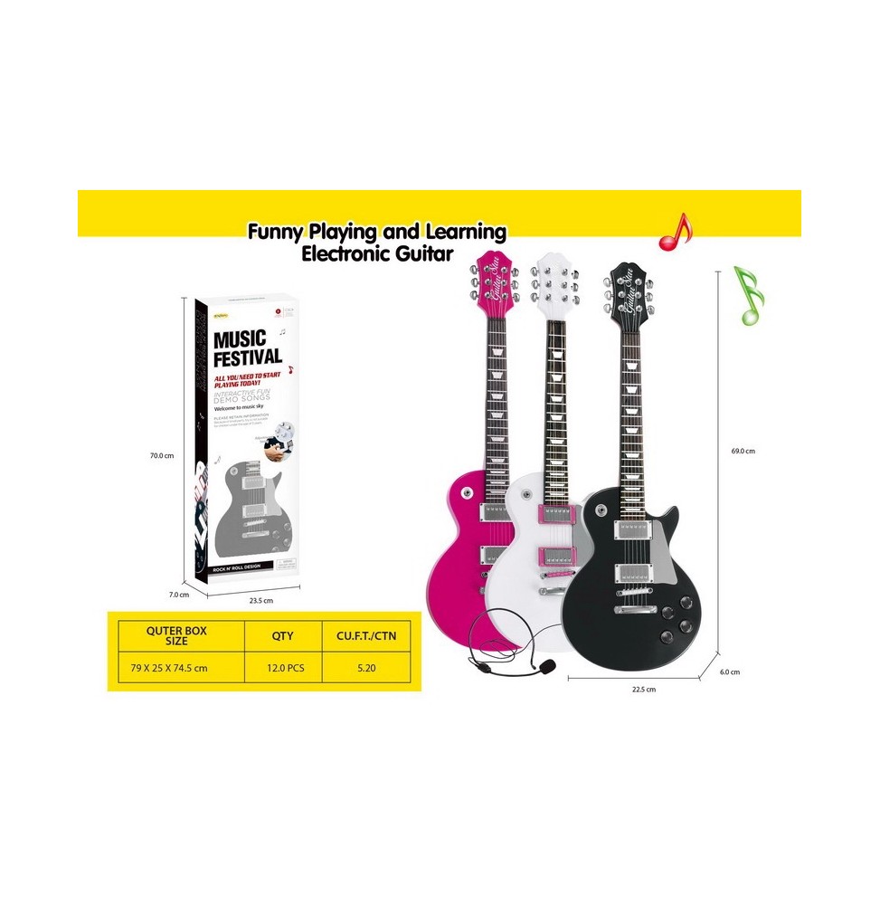 Pink Guitar Set with Microphone for Kids