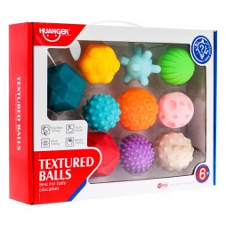 Set of 10 Rubber Sensory Balls for Kids 6m+