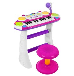 Różowy zestaw muzyczny keyboard, werble, mikrofon dla dzieci 3+