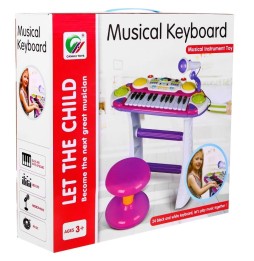 Różowy zestaw muzyczny keyboard, werble, mikrofon dla dzieci 3+