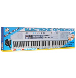 Biały keyboard dla dzieci 5+ z mikrofonem i nagrywaniem