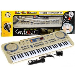 Beige Keyboard for Kids 5+ with Microphone and USB