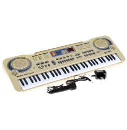 Beige Keyboard for Kids 5+ with Microphone and USB