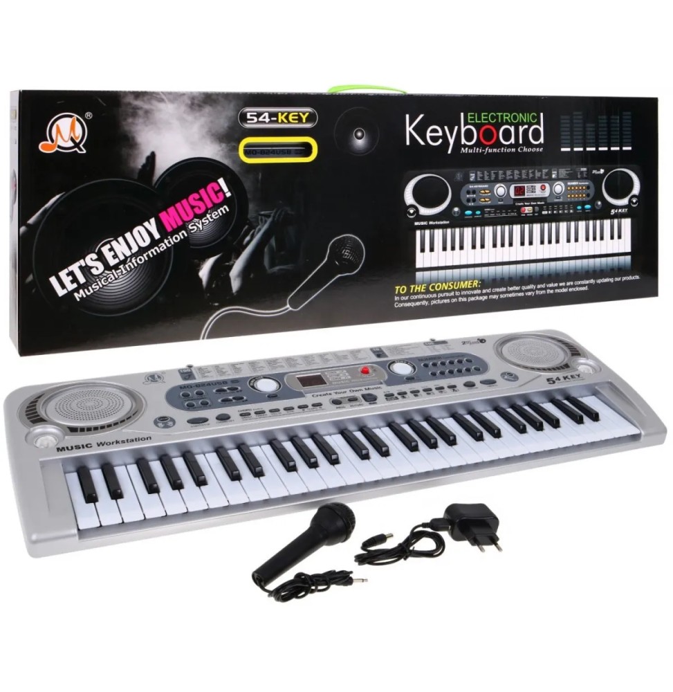 Kids Silver Keyboard 5+ with Microphone and USB