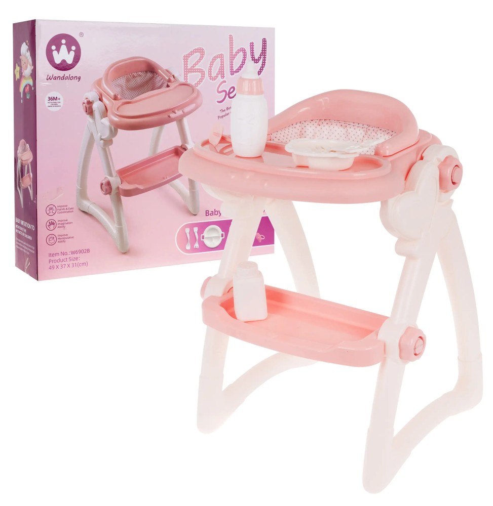 Doll Feeding Set with High Chair and Accessories