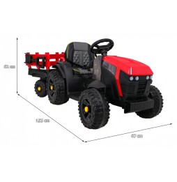 Red Titanium Tractor with Trailer for Kids