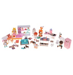 Dollhouse with Accessories and 4 Figures