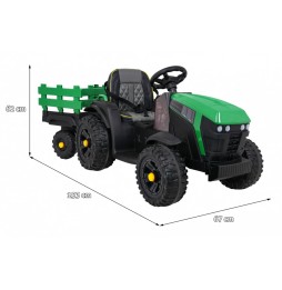 Tractor titanium cu remorcă verde pentru copii