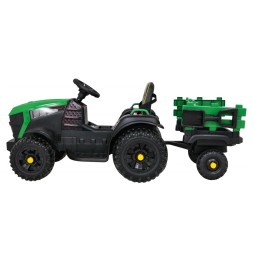 Tractor titanium cu remorcă verde pentru copii