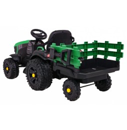 Tractor titanium cu remorcă verde pentru copii