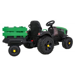 Tractor titanium cu remorcă verde pentru copii