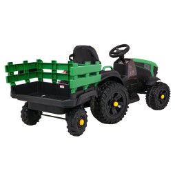 Tractor titanium cu remorcă verde pentru copii