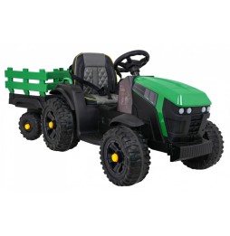 Tractor titanium cu remorcă verde pentru copii