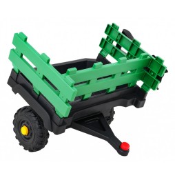 Tractor titanium cu remorcă verde pentru copii