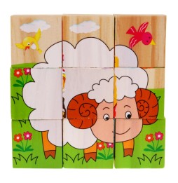 Wooden Animal Puzzle Blocks for Kids 18m+