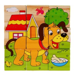 Wooden Animal Puzzle Blocks for Kids 18m+