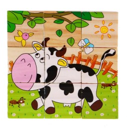 Wooden Animal Puzzle Blocks for Kids 18m+