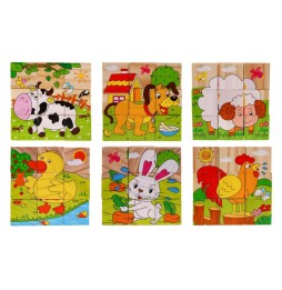 Wooden Animal Puzzle Blocks for Kids 18m+