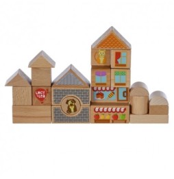 Colorful Wooden Blocks City - 25 Pieces