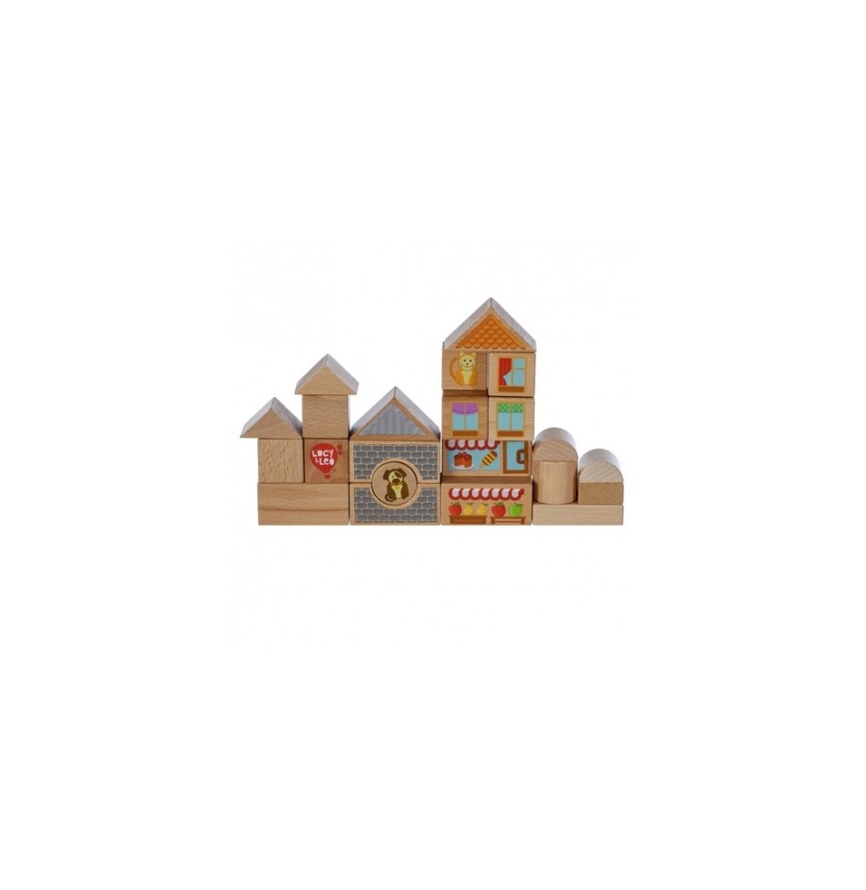 Colorful Wooden Blocks City - 25 Pieces