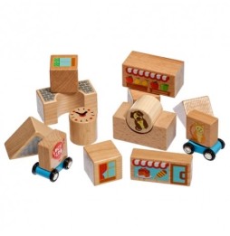 Colorful Wooden Blocks – City – 15 Pieces