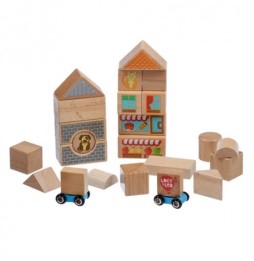 Colorful Wooden Blocks City - 25 Pieces